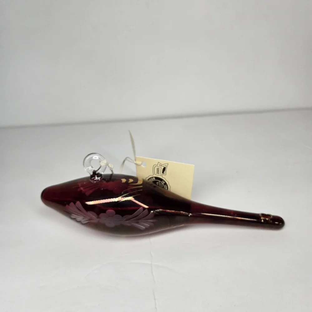 Vintage Egyptian Etched Glass‎ Icicle Teardrop Ornament 24k Trim German Pyrex